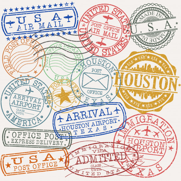 626x626 Houston Texas Set Of Travel And Business Stamp Designs Vector