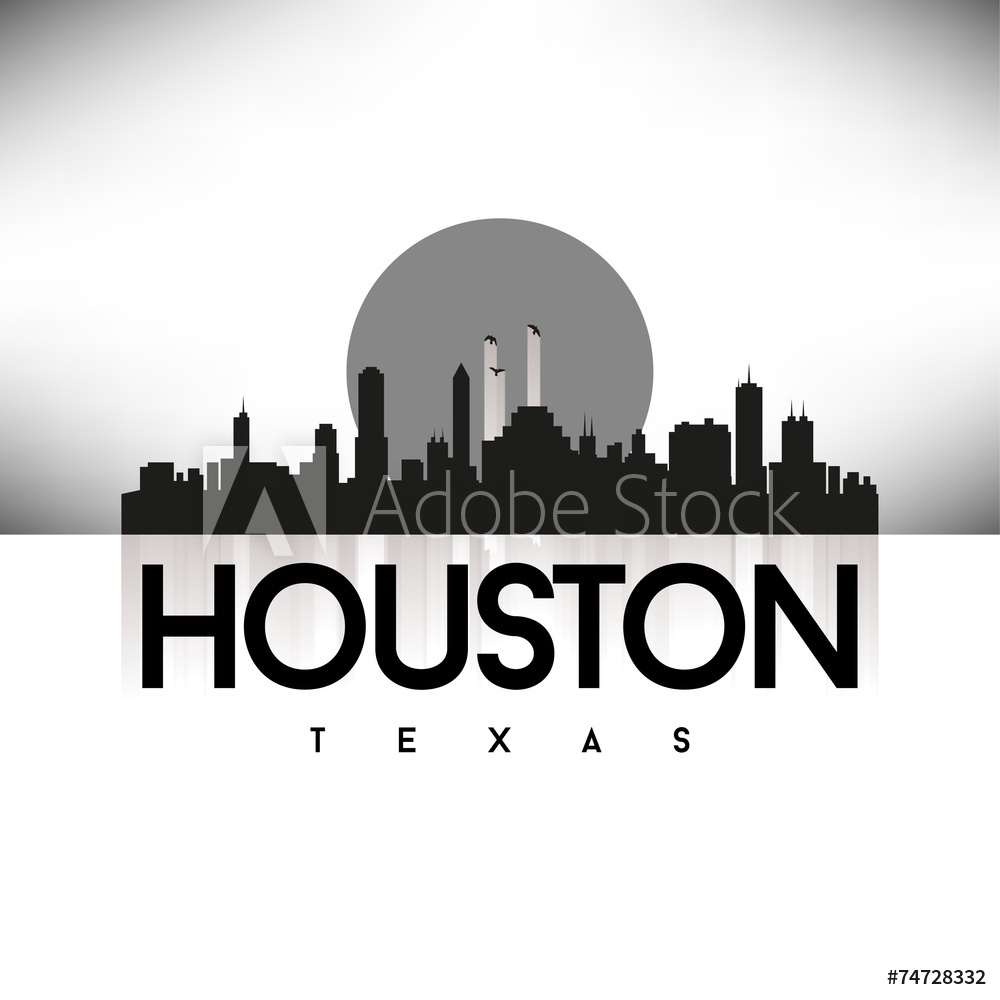 1000x1000 Photo Art Print Houston Texas Usa Skyline Silhouette Black