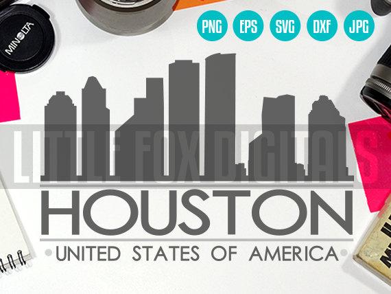 570x428 Vector Houston Texas Tx Usa Skyline City East Etsy
