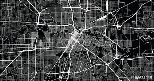 500x262 Urban Vector City Map Of Houston, Texas, Usa
