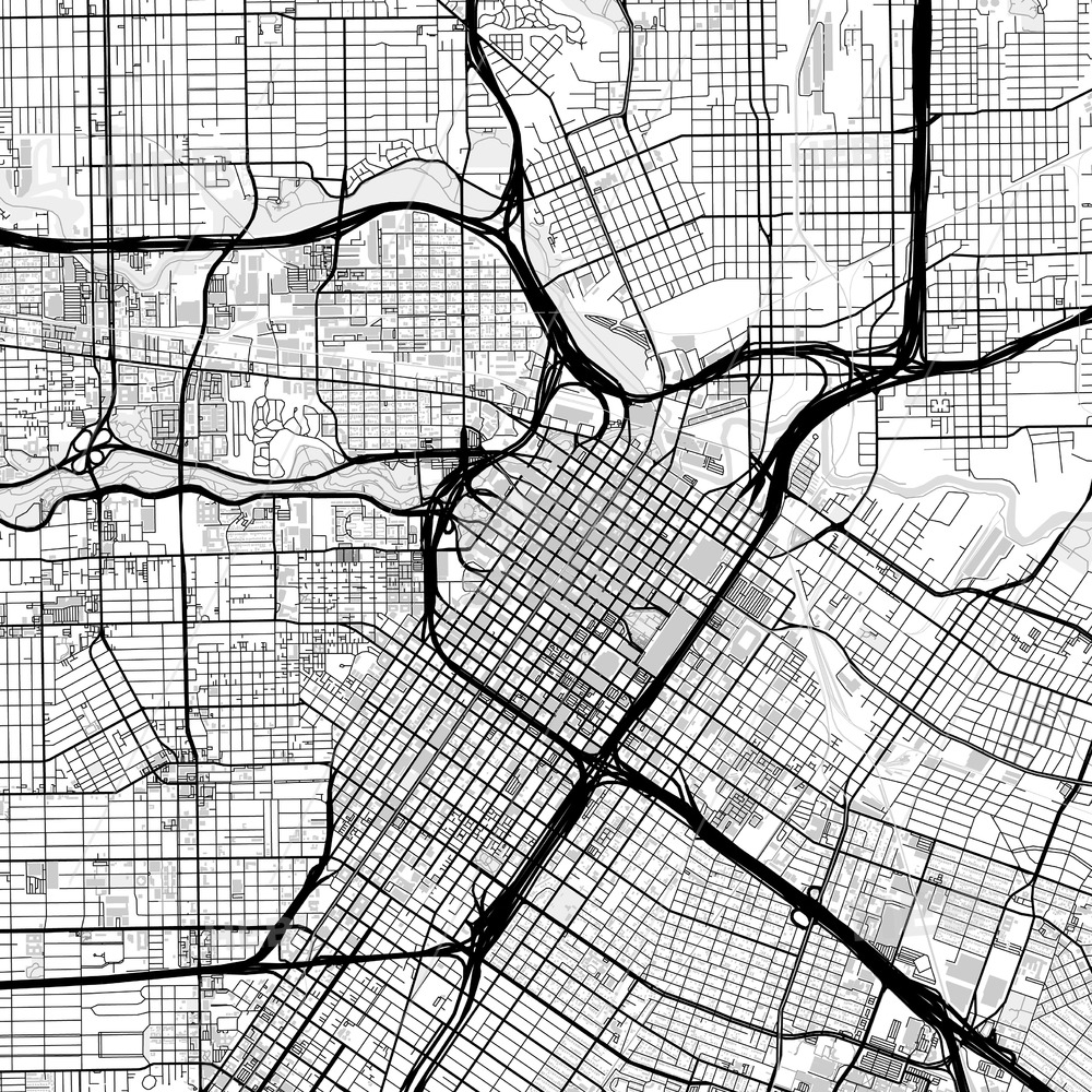 1000x1000 Downtown Map Of Houston, Light Hebstreits Sketches
