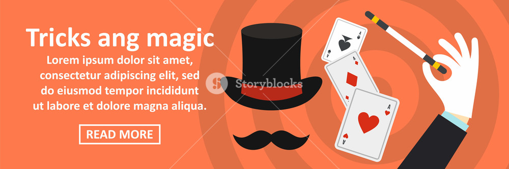 Tricks And Magic Banner Horizontal Concept Flat Illustration 1000x333 Tricks And Magic Banner Horizontal Concept Flat Illustration