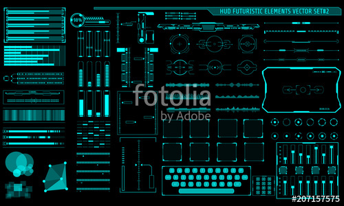 500x300 Hud Hologram Futuristic Elements Set Vector Abstract Virtual