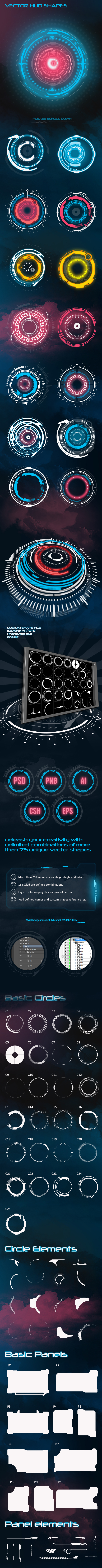 590x9051 Vector Hud Shapes Pack On Behance