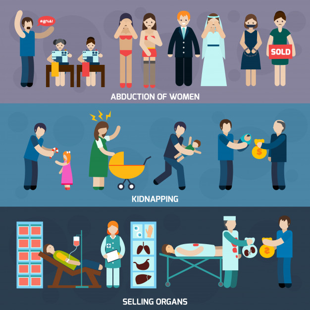 626x626 Human Trafficking Horizontal Flat Banners Set Vector Free Download