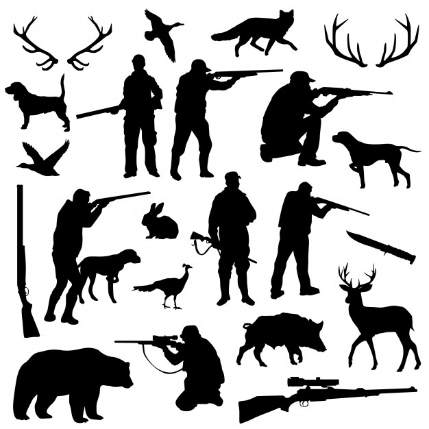 626x626 Hunter Forest Animal Silhouette Clip Art Vector Premium Download