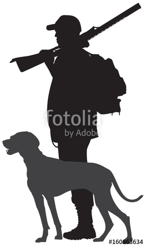 297x500 Hunting Dog And Hunter With The Gun Vector Silhouette, Weimaraner