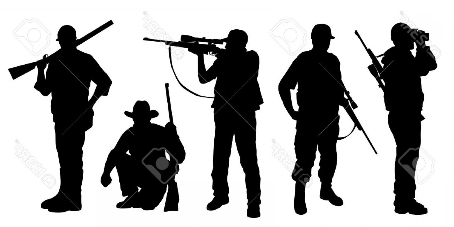 1560x780 Photostock Vector Hunter Silhouettes On The White Background