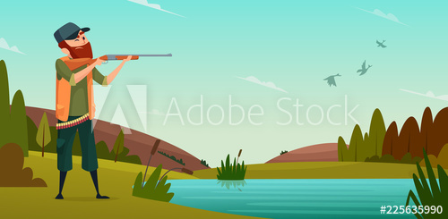 500x245 Duck Hunting Background Cartoon Illustration Of Hunter On Hunt