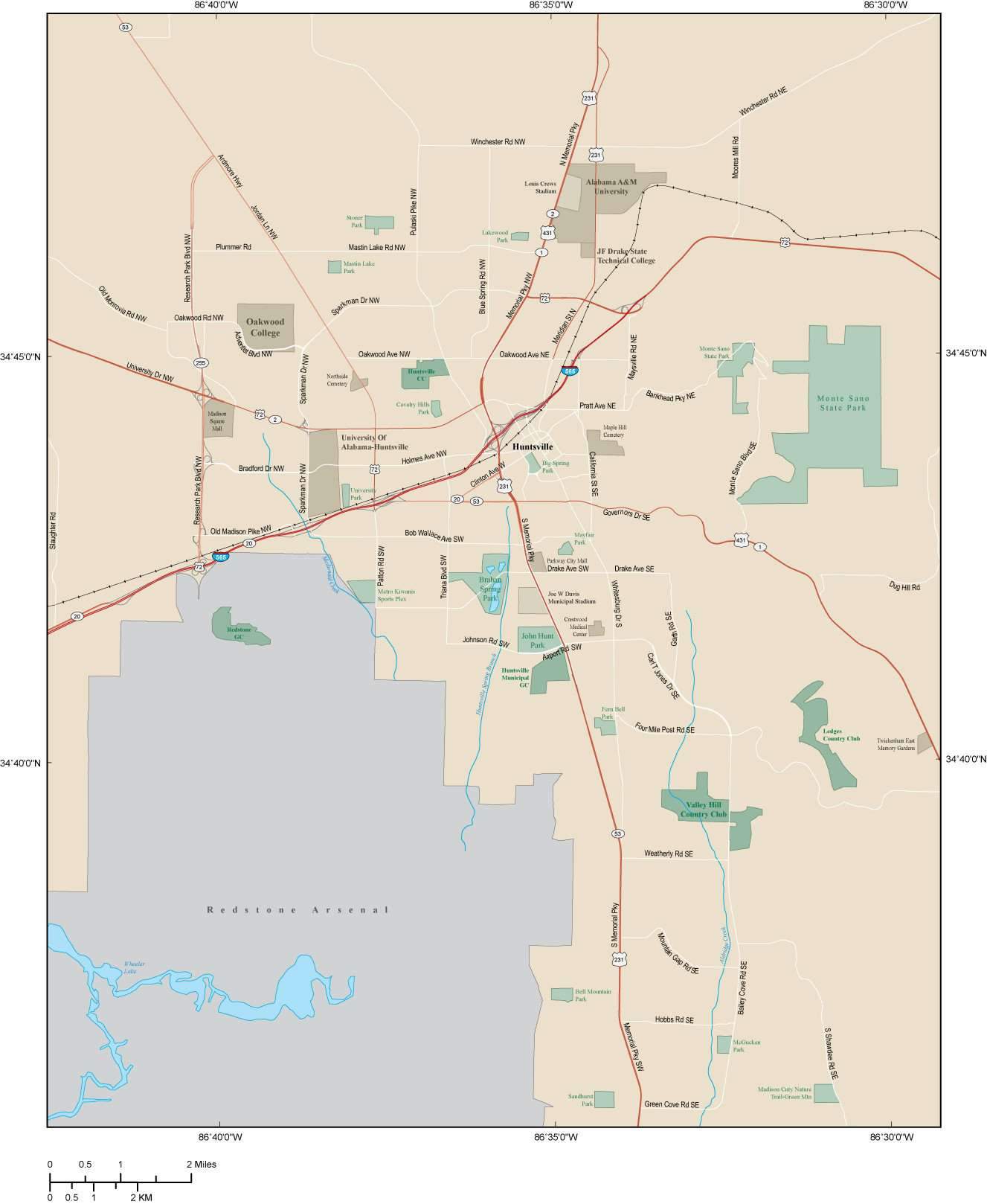 1327x1618 Huntsville Map Adobe Illustrator Vector Format