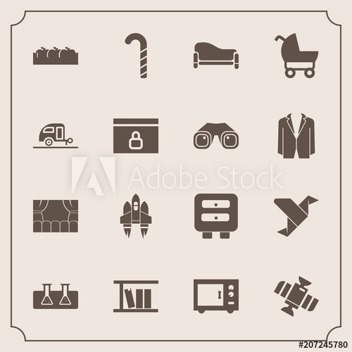 500x500 Modern, Simple Vector Icon Set With Home, Room, Library, Child