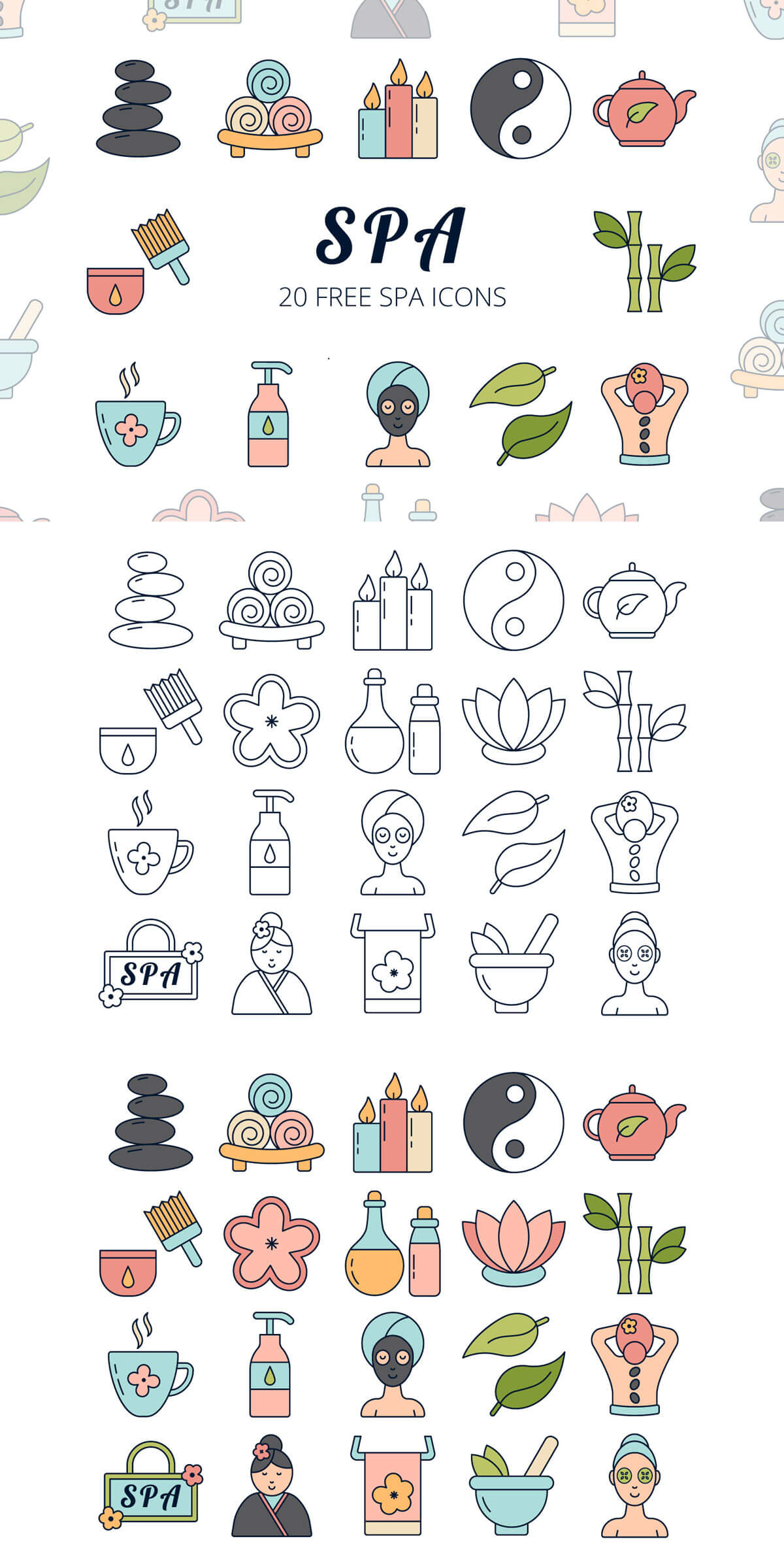 1200x2393 Free Spa Vector Icon Set