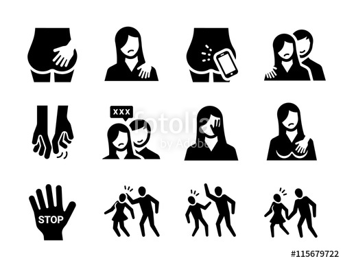 500x380 Sexual Harassment Vector Icon Set Stock Image And Royalty Free