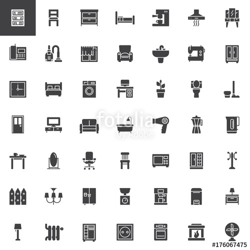 Home Interiors Furniture Vector Icons Set, Modern Solid Symbol 500x500 Home Interiors Furniture Vector Icons Set, Modern Solid Symbol