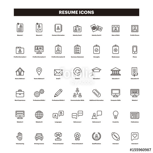 500x500 Cv Outline Icons Stock Image And Royalty Free Vector