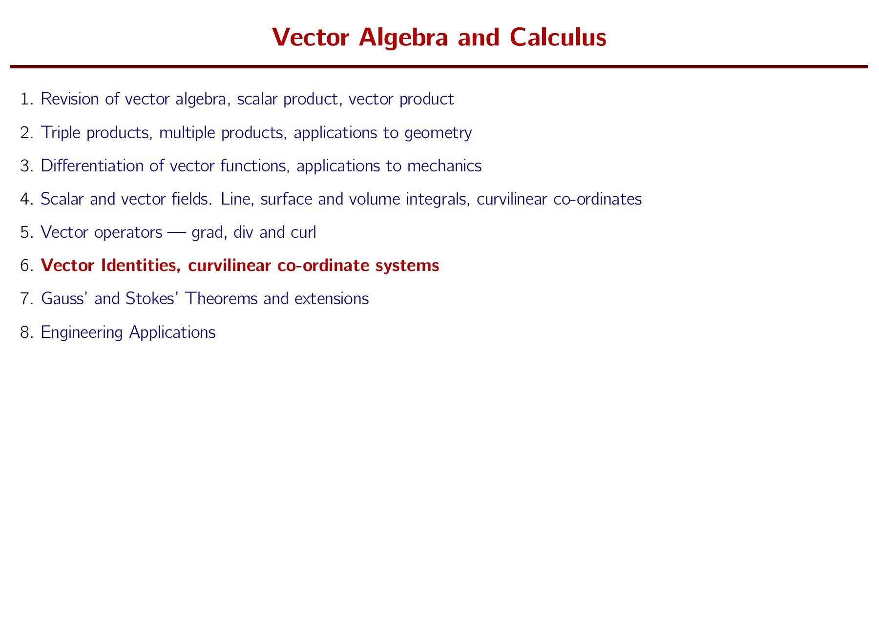 vector calculus identities integration