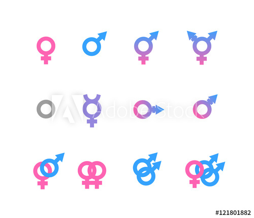 500x429 Colorful Gender Symbol And Identity Icons Isolated On White