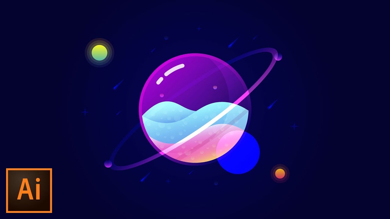 1280x720 Glass Planet Vector Illustration Adobe Illustrator Tutorial
