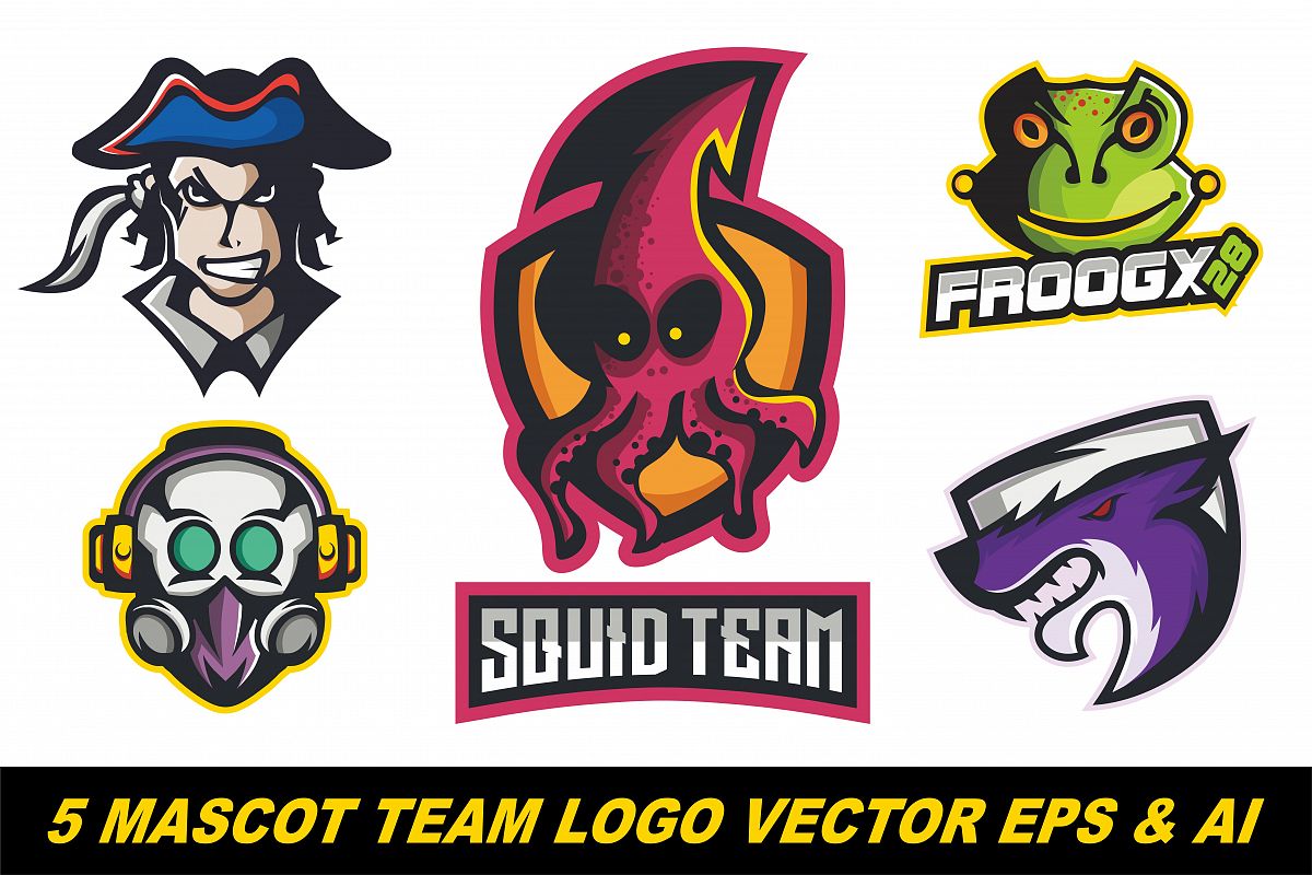 1200x800 Mascot Logo Team Vector Illustration