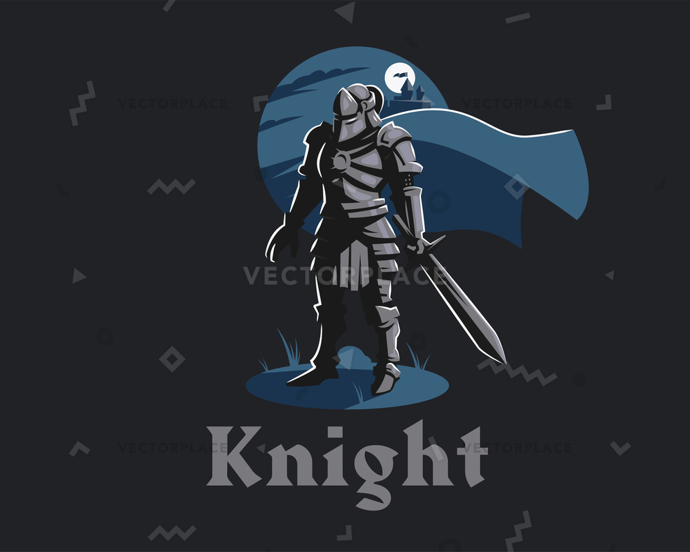 1000x800 Knight Armor Helmet Sword Vector Illustration