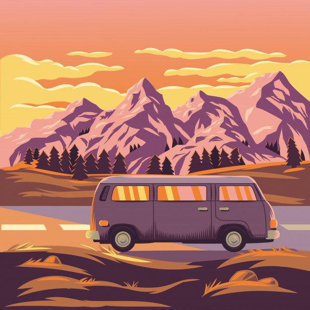 626x626 Vector Illustration Of A Mountain Landscape Vector Free Download
