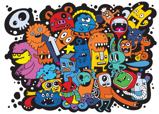 626x450 Vector Illustration Of Doodle Cute Monster Backgroundhand Draw