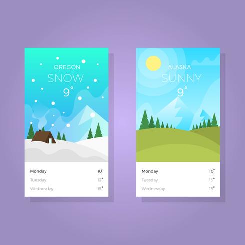 490x490 Flat Weather Apps Screen With Gradient Background Vector