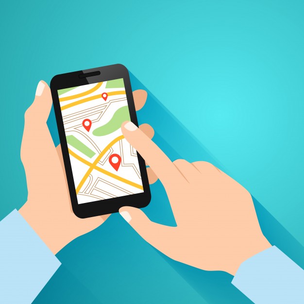 626x626 Hands Holding Smartphone With Running Navigation App Vector