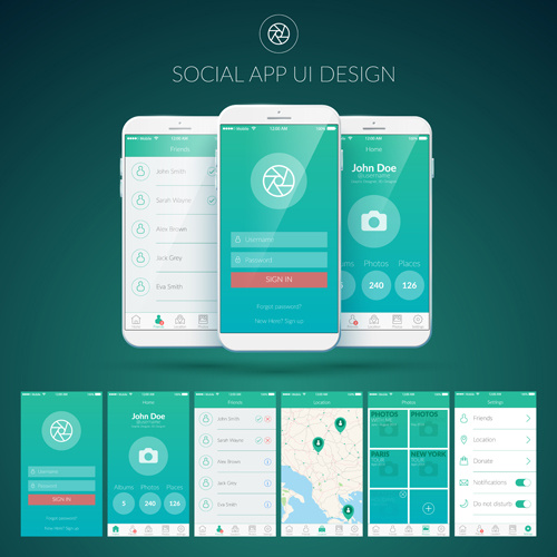 500x500 Mobile Social App Interface Design Vector Free Vector