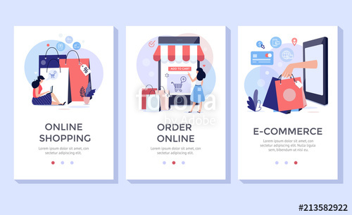 500x305 Online Shopping Banner, Mobile App Templates, Concept Vector