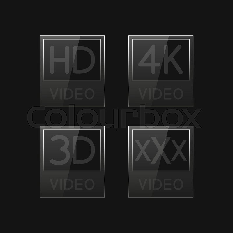 800x800 High Definition Video Signs On Black Stock Vector Colourbox
