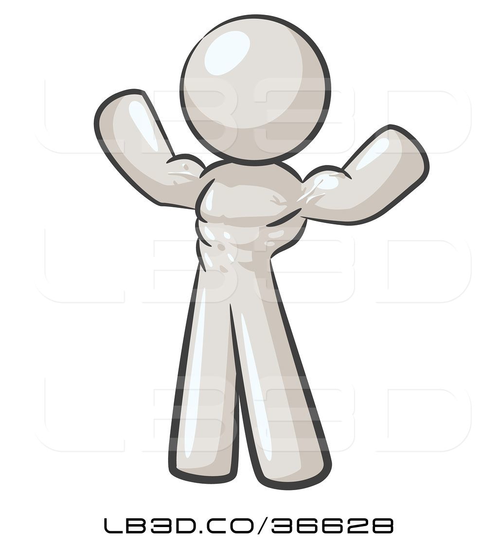 1024x1124 Vector Illustration Of White Bodybuilder Guy Flexing His Muscles