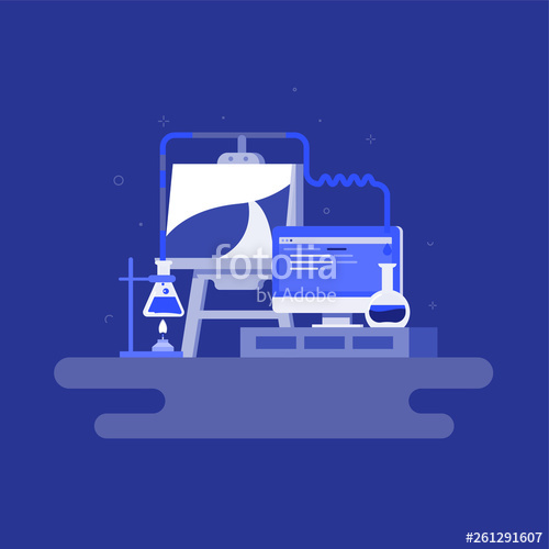 500x500 Vector Illustration Of Workplace Of Creative Person Laboratory