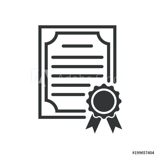 500x500 Certificate Icon Degree Vector Illustration Stock Template