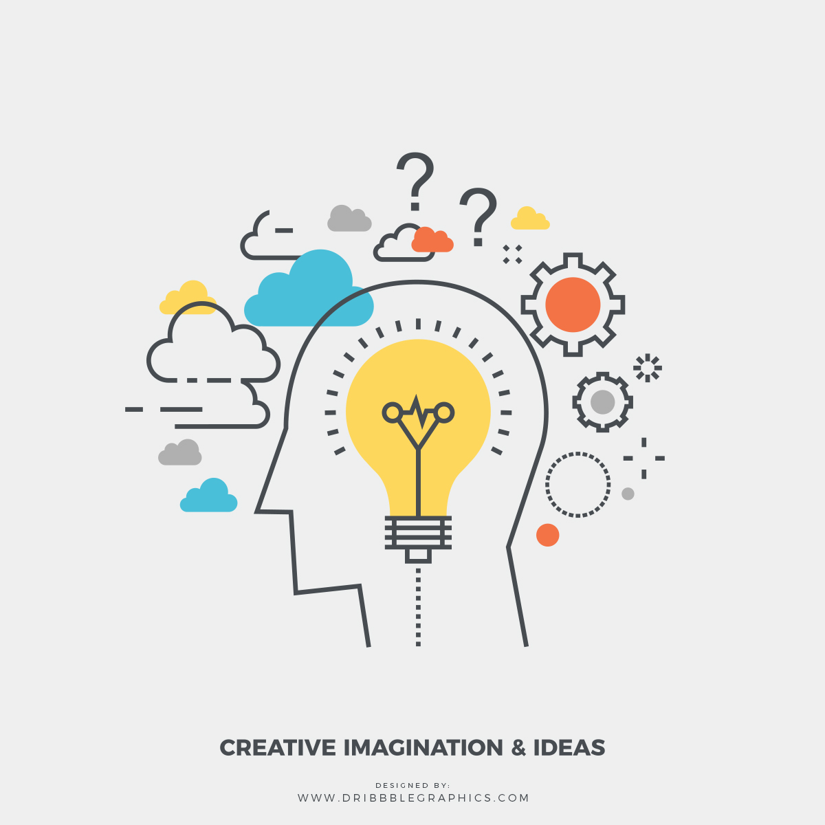 1200x1200 Free Creative Imagination Ideas Vector Illustration