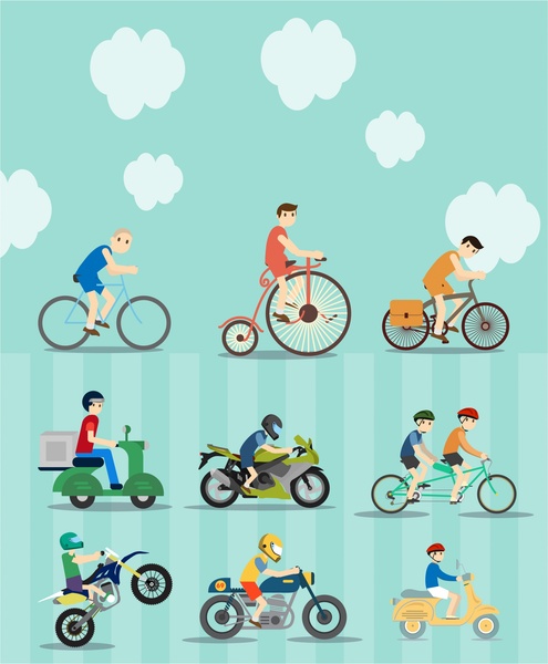 495x600 Bikes And Motorcycles Vector Illustration With Various Styles Free