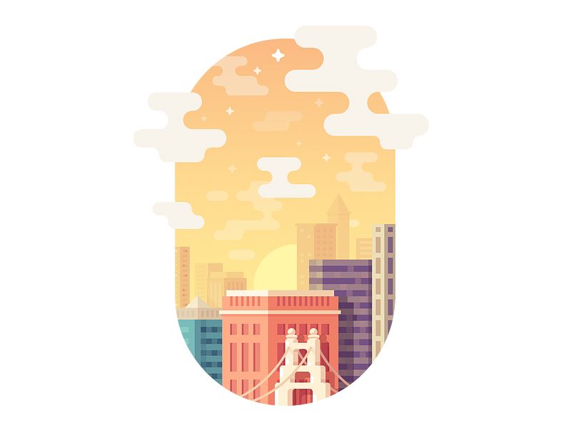 800x600 Cloudy City In Illustrations Flat Design Illustration