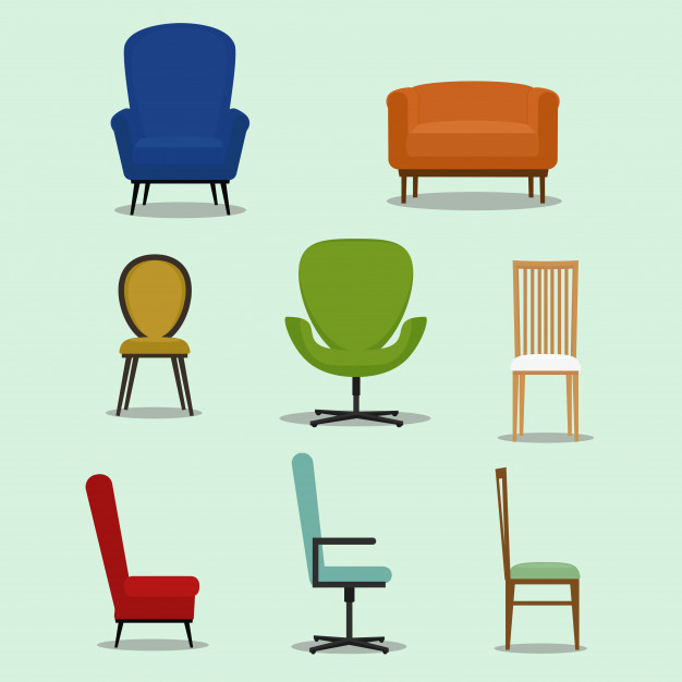 626x626 Set Of Different Shapes And Styles Of Chairs Furniture Design
