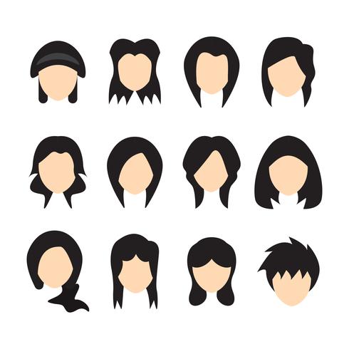 490x490 Vector Illustration Of Hair Styles For Women Flat Design