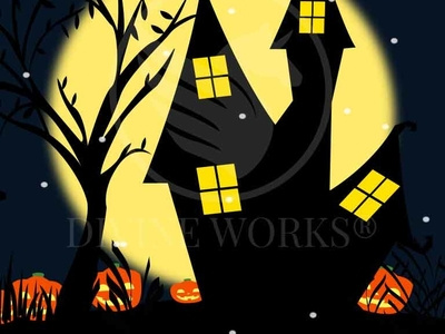 400x300 Scary Halloween House Illustration