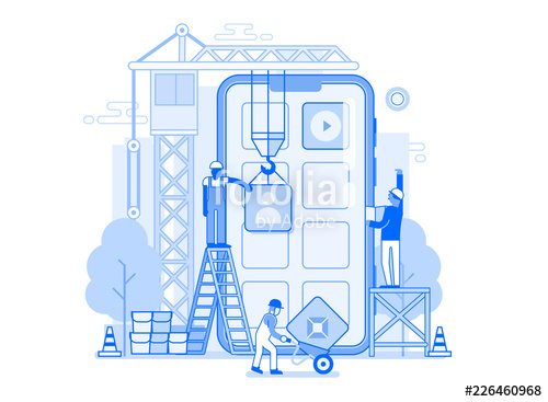 500x367 Application Development Ui Illustration In Flat Design Mobile App