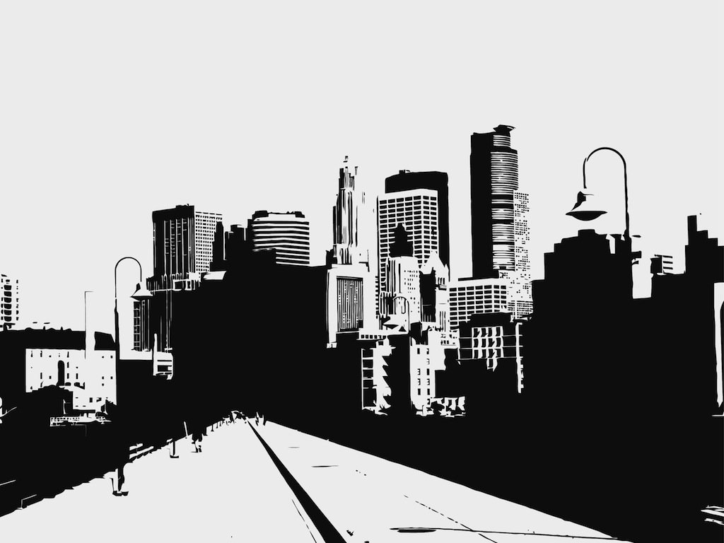 1024x768 City Road Illustration Vector Art Graphics