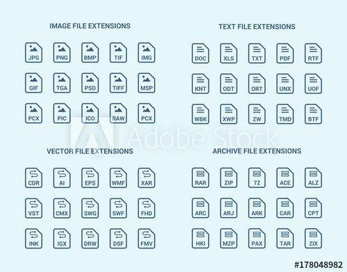 Outline Extension Flat Vector Icons Image, Text, Archive 500x392 Outline Extension Flat Vector Icons Image, Text, Archive