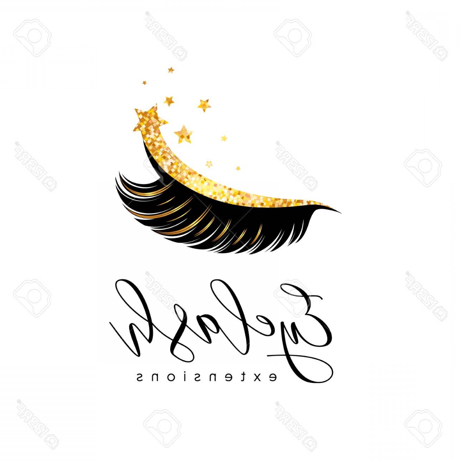 Photostock Vector Eyelash Extension Logo Makeup With Gold Glitter 1560x1560 Photostock Vector Eyelash Extension Logo Makeup With Gold Glitter
