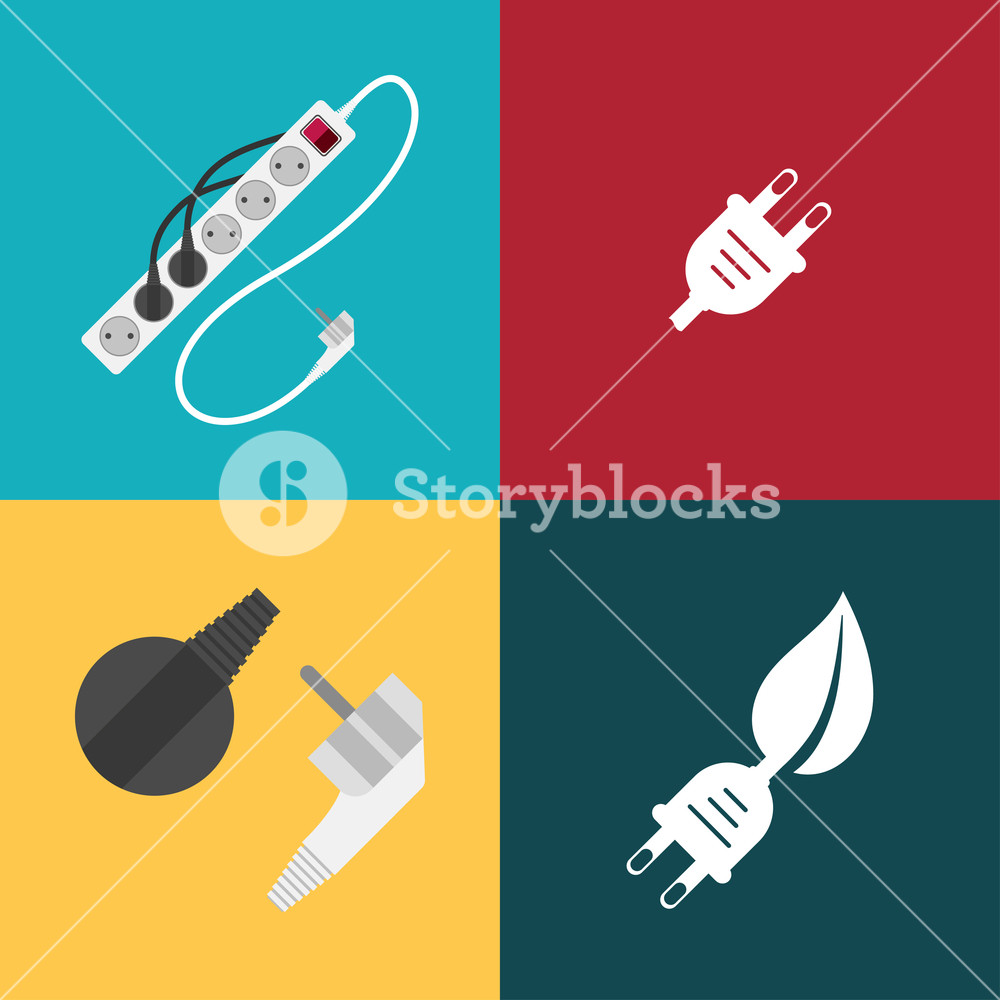 Vector Icons Set Of Electric Plugs And Electric Extension Cord 1000x1000 Vector Icons Set Of Electric Plugs And Electric Extension Cord