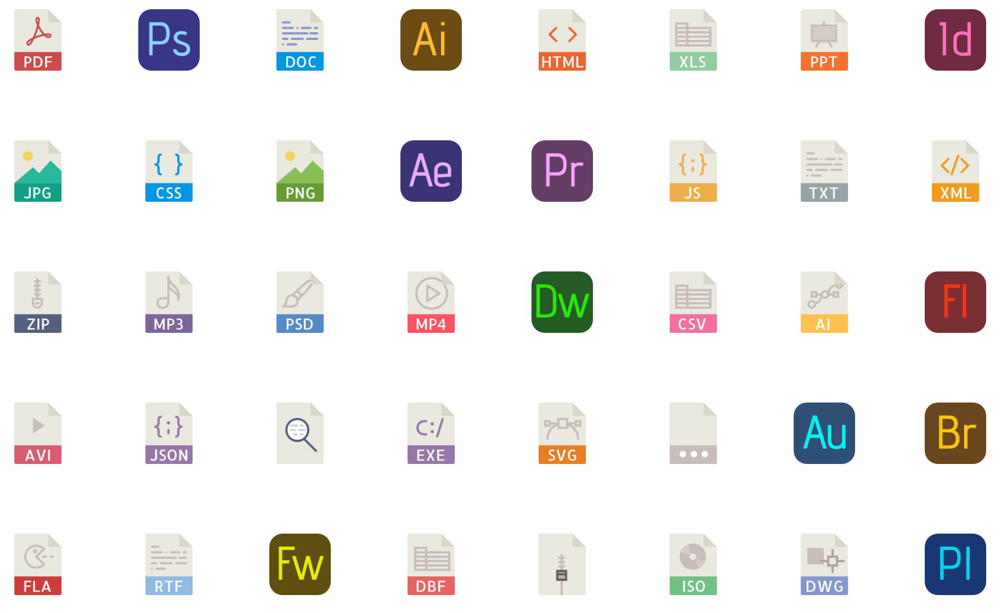1953x1197 Types Color Vector Icons