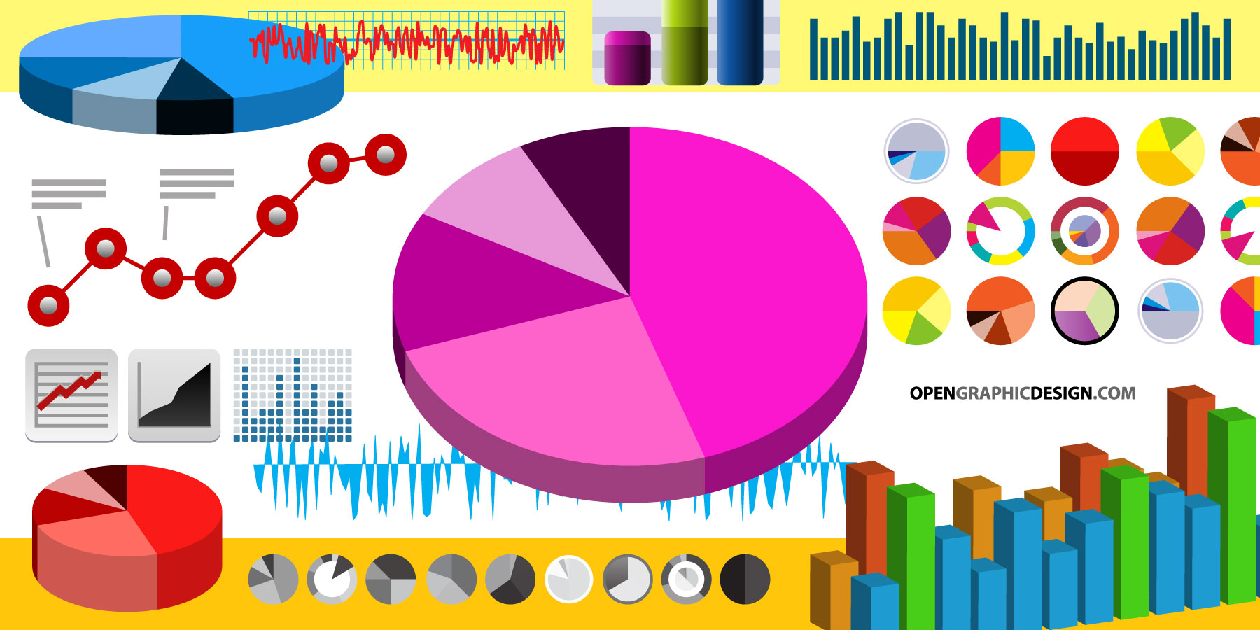 1800x900 Charts And Graphs In Vector Format