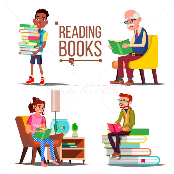 600x600 People Reading Books Vector Big Stack Of Books Education Paper