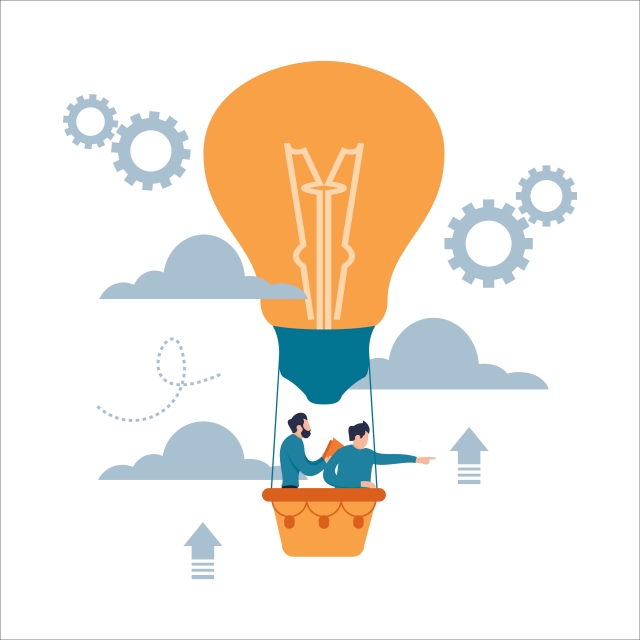 Vector Illustration Man In Lightbulb Balloon Search To Success 640x640 Vector Illustration Man In Lightbulb Balloon Search To Success