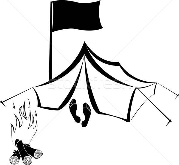 600x552 Camping Site With Tent And Campfire Vector Illustration Ints
